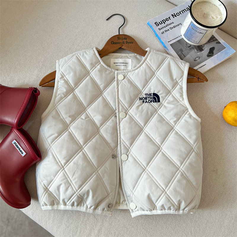 Limón salado siete niños otoño e invierno nuevos productos chaleco rombo japonés chaleco cálido chaqueta de chaleco acolchada para bebé estilo occidental