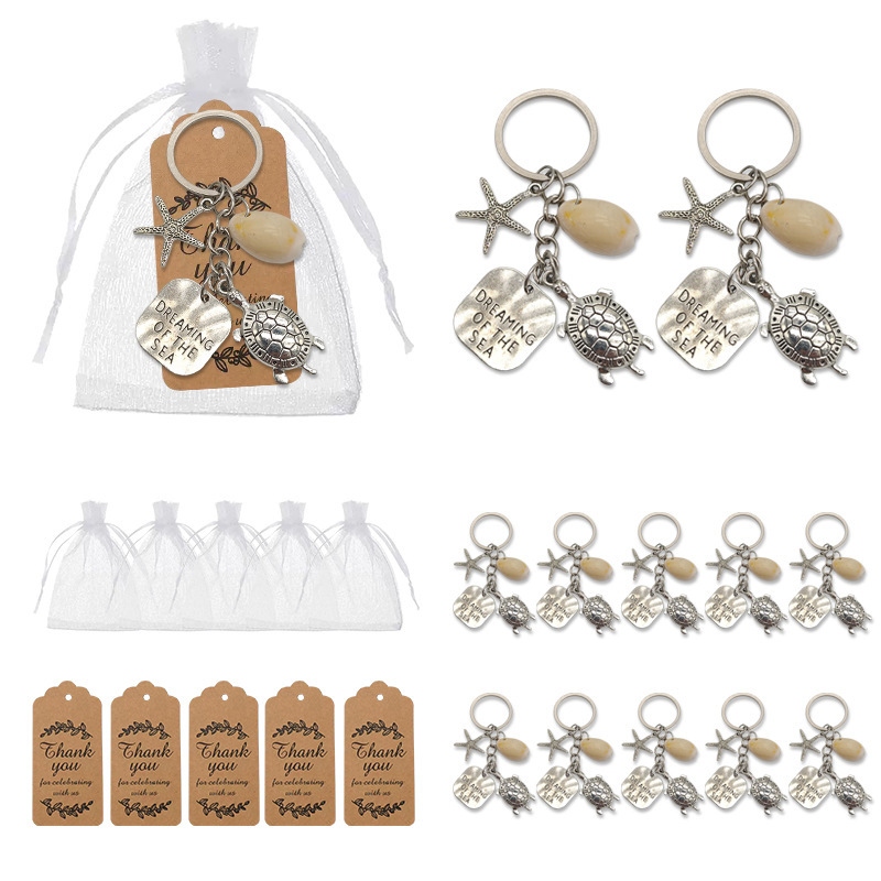 European and American Export Jewelry Backpack Pendant Beach Starfish Turtle Turtle Ocean Style Shell Keychain
