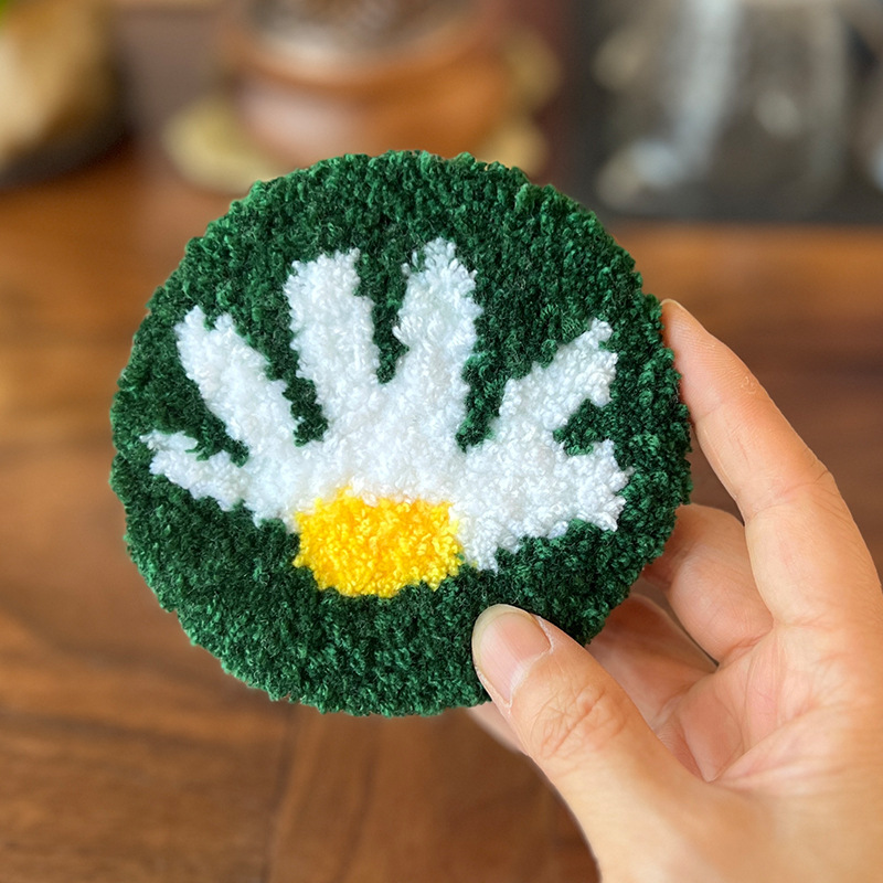 Huevo frito, posavasos de bordado de pinchado creativo, paquete de material de bricolaje hecho a mano, manteles divertidos, clases manuales para niños, música de pinchado de animales