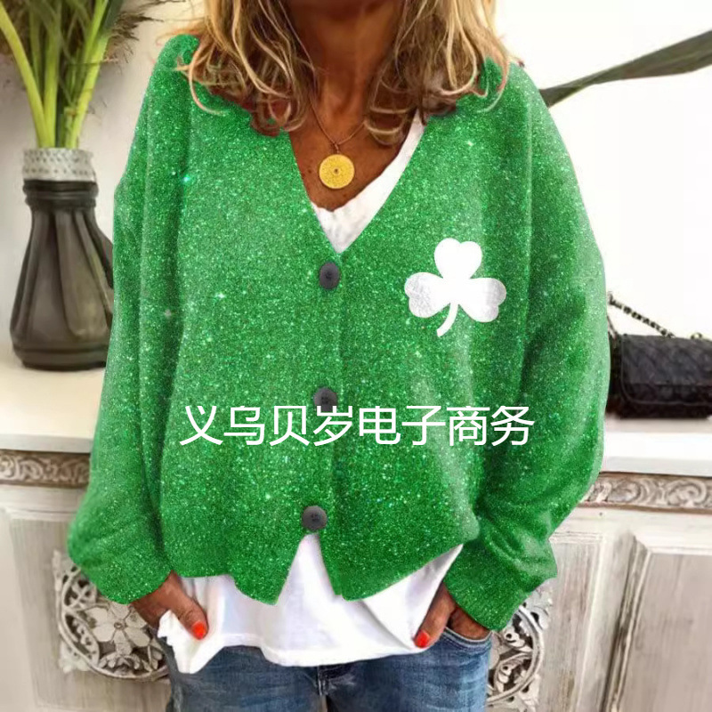 Foreign Trade Cross-Border Foreign Trade New Christmas Abstract Print Women's Sweater Casual Cape Jacket Cardigan Foreign Trade Cross-Border Foreign Trade New Christmas Abstract Print Women's Sweater Casual Cape Jacket Cardigan