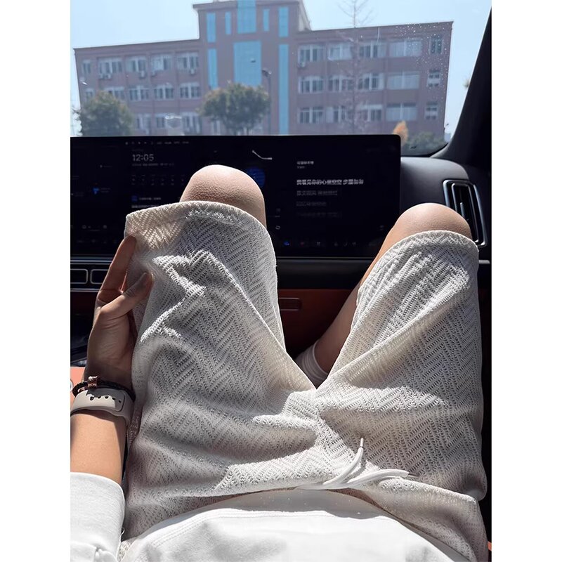 Summer Sports Basketball Shorts, Herringbone Pattern Casual Shorts for Men, Heavyweight, Large Size, Loose Fit, Outerwear Mid-Length Pants