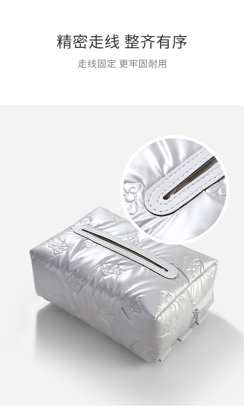 Car Tissue Box with Bowknot, High-End Feel, Glossy Surface, In-Car Hanging Type, Car Seat Back Storage Bag, Tissue Box