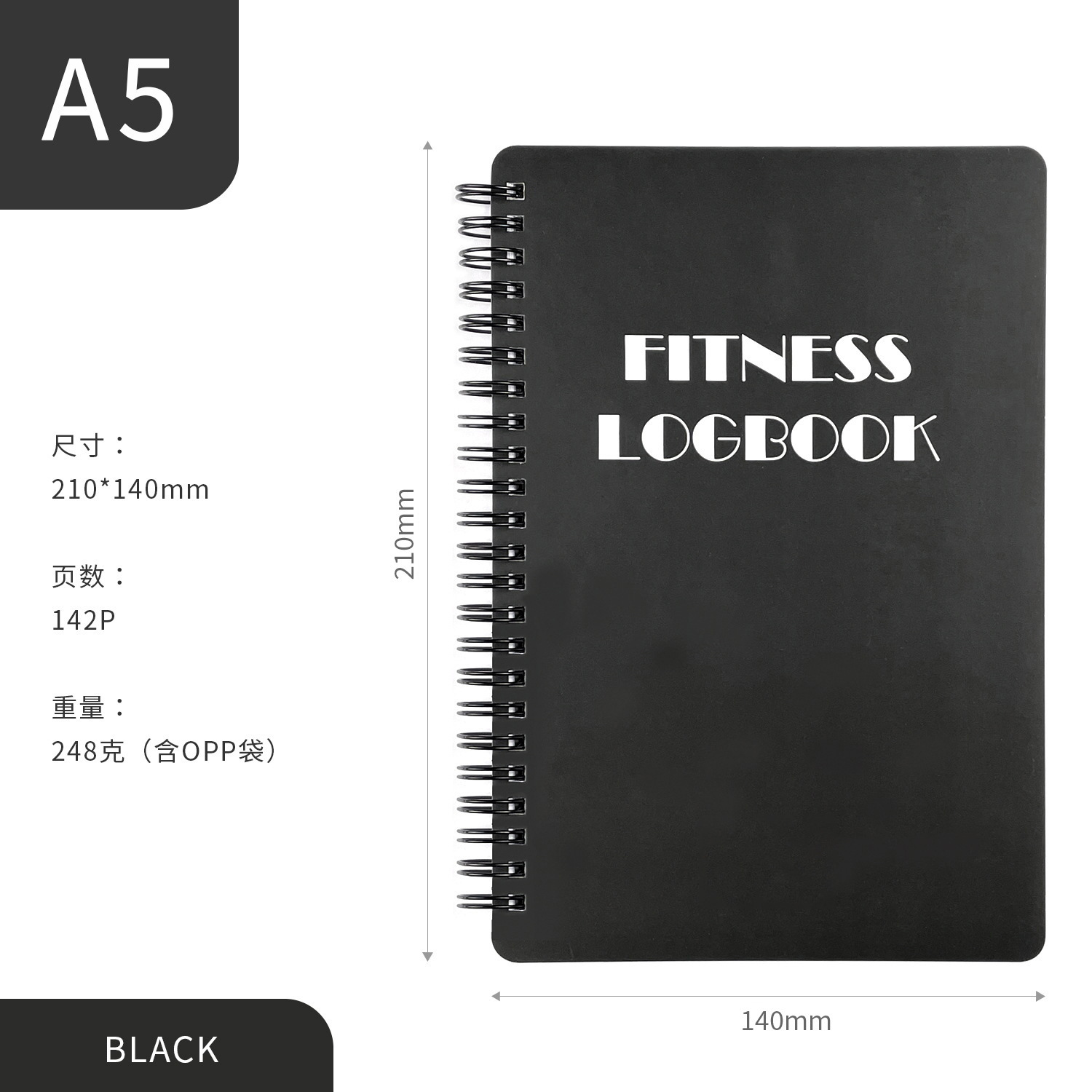 Amazon inglés A5 cuaderno de negocios papel Bloc de notas bobina dieta fitness Reloj-En libro de registro