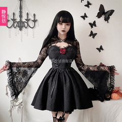 国境を越えた欧米の暗黒ゴシックハロウィーン服装女性魔女吸血鬼黒ワンピース花嫁服天使服