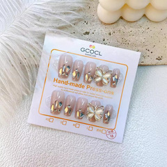 Wearing Nails Handmade Nails Temperament White Broken Diamond Butterfly Wearing Nails Short Style 24 Nail Stickers Wholesale