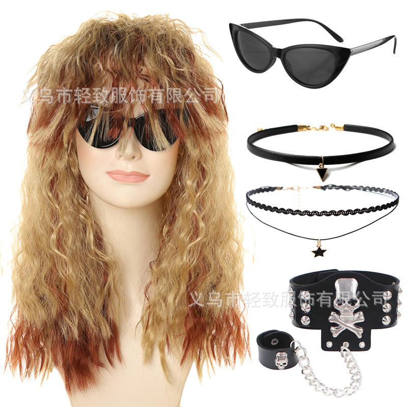 Halloween Wig 1920S Neon Colorful Women's Wig Punk Cos Party Wig Rock Dress up Wig