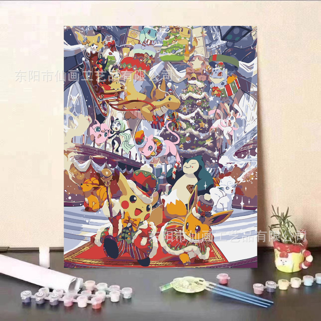 Fábrica de pintura al óleo digital de bricolaje al por mayor personajes de dibujos animados lindos de gran tamaño 4050 decoraciones pintadas a mano para dibujar