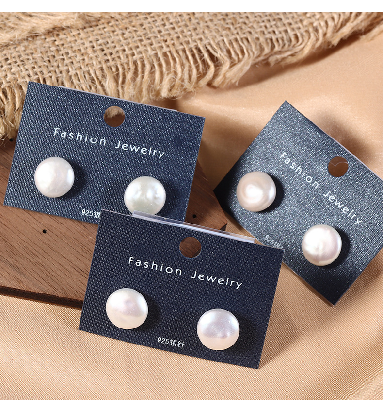 925 Sterling Silver Ear Needle Material 1 Pair Freshwater Pearl Copper Solid Color Ear Studs
