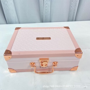 Exported to Hong Kong High-Quality Jewelry Storage Box Customized Hong Kong Leather Flip-Top Satchel Hardware Corner-Protecting Jewelry Box