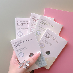 100 Pieces of Linen Wood Pulp Granular Suede Fragrance Facial Oil-Absorbing Paper for Women Oil Control Sweat-Absorbing Green Tea Bamboo Charcoal Rose