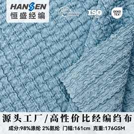 涤氨经编针织蕾丝弹力皱布褶皱肌理感女装面料树皮皱小波浪皱皱布