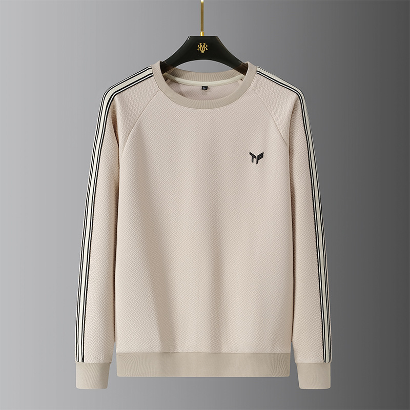 Simple Travel ~ Texture Embroidery Icon Long Sleeve Crewneck T-Shirt Men's Autumn and Winter Contrast Ribbon Light Luxury Warm Sweatshirt Simple Travel ~ Texture Embroidery Icon Long Sleeve Crewneck T-Shirt Men's Autumn and Winter Contrast Ribbon Light Luxury Warm Sweatshirt