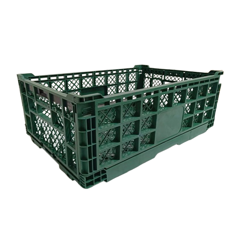 Cesta plegable de plástico engrosada, caja de almacenamiento de transporte de rotación de frutas y verduras, estante de exhibición de tienda de frutas de supermercado, apilador de estantes