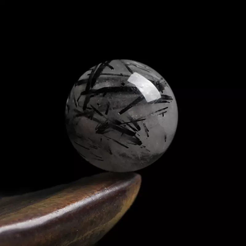 5A奶油体黑发晶散珠diy水晶饰品配件单珠串单颗发晶男款多宝配件