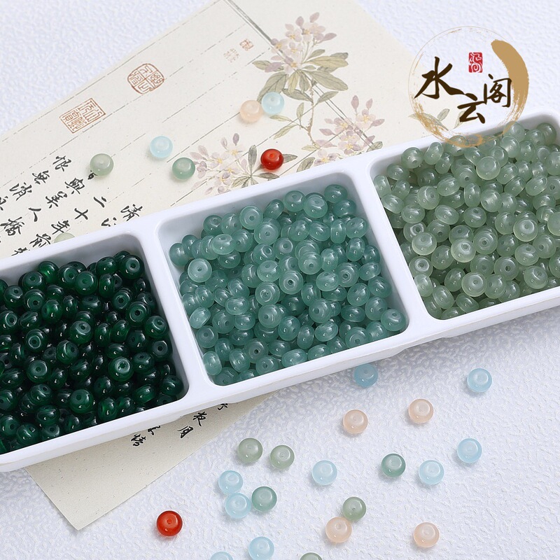 8*5 Imitation Jade Spacer Beads Multi-Color Glass Abacus Beads DIY Glass Oblate Beads Perforated Beads Jewelry Accessories Spacer