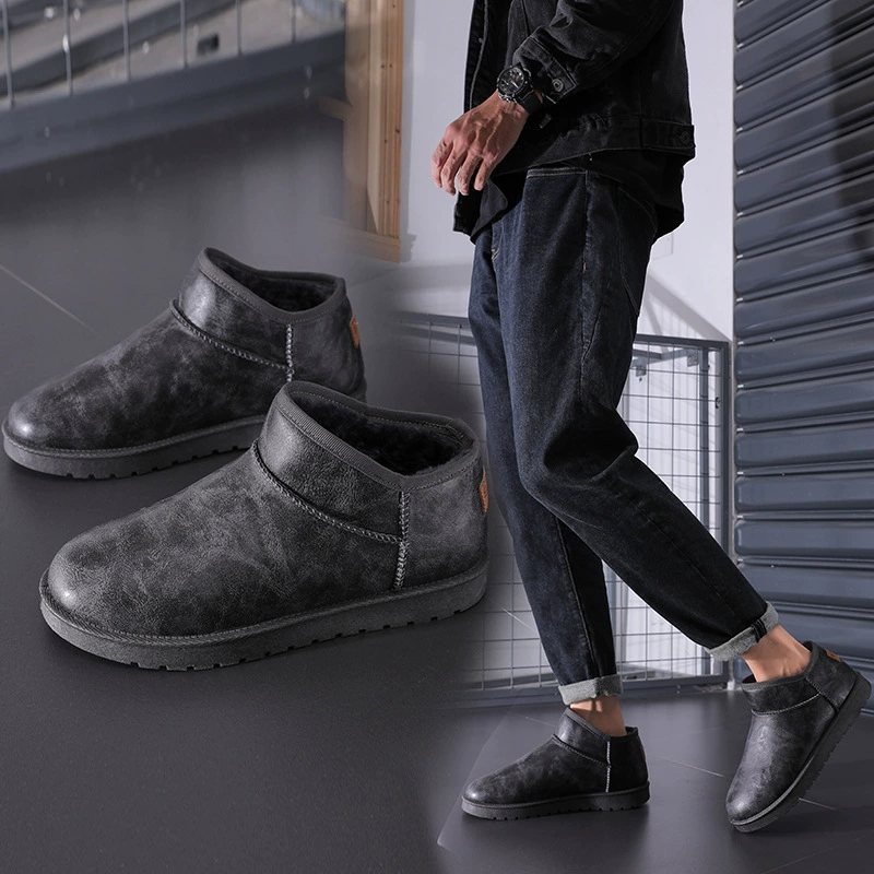 Новые зимние мужские сапоги-слипоны 2025 года, на флисовой подкладке, утолщенные, морозостойкие, теплые хлопковые сапоги, водонепроницаемые, нескользящие хлопковые ботинки.