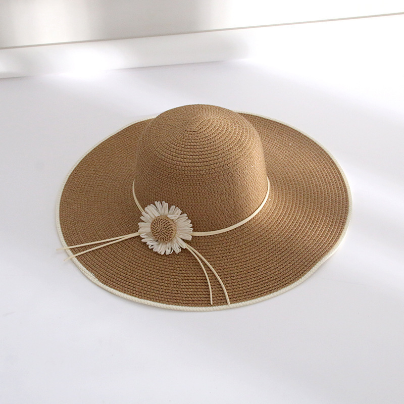 Sombrero de paja de las mujeres primavera y otoño ala grande sol protección sol sombrero verano Playa Sol sombrero playa viajes coreano pescador sombrero