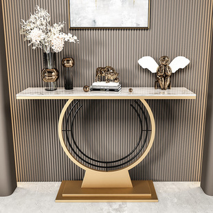 Modern New Chinese style hallway table light luxury Rock plate ultra narrow table marble wall strip entry entrance Entrance view table