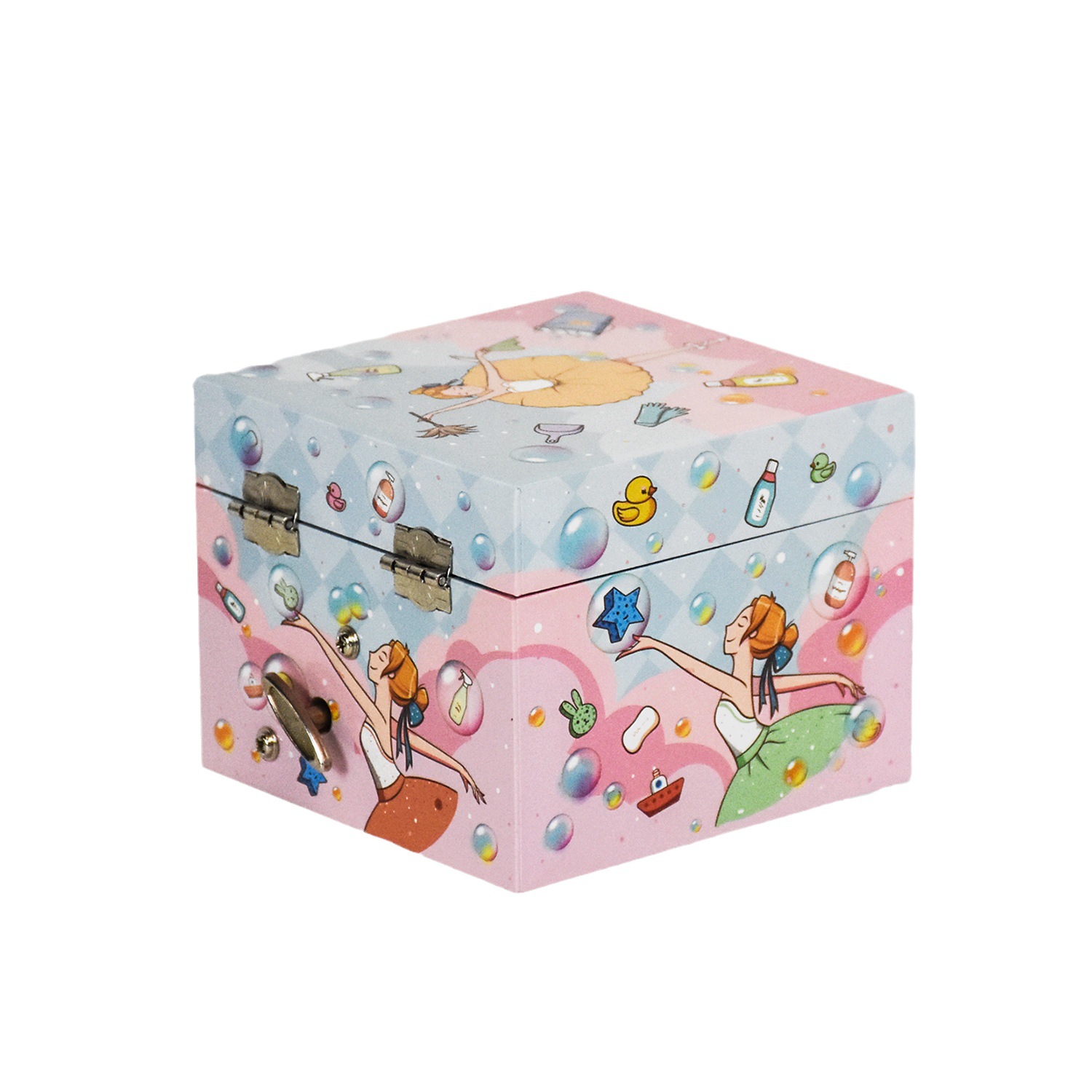 Caja de joyería musical transfronteriza, caja de música popular giratoria de madera para niña, regalo de juguete para niños FXC-B