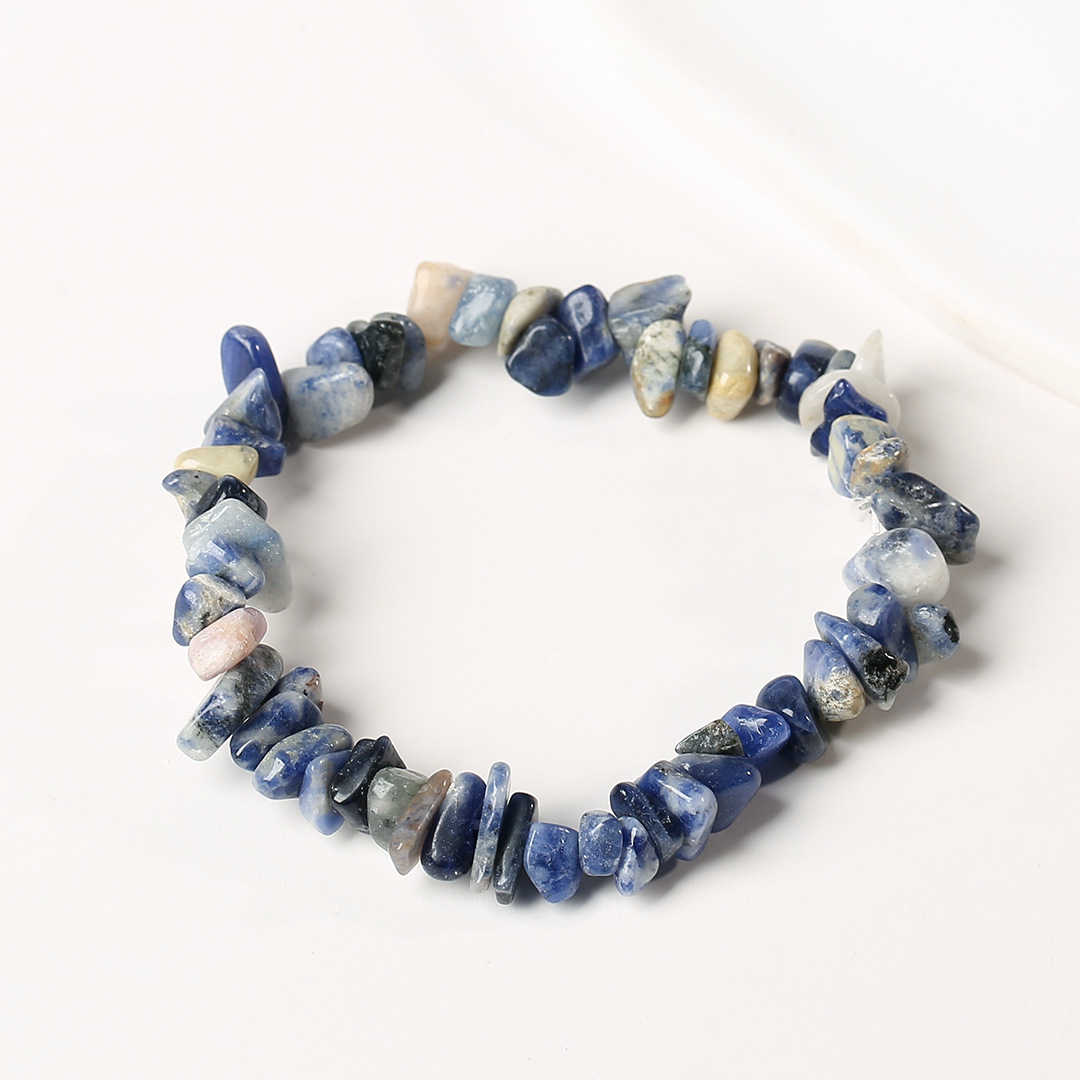 Pulsera de anillo único de piedra de cuartil natural irregular pulsera de cuerda elástica de piedra original estilo fresco simple y versátil