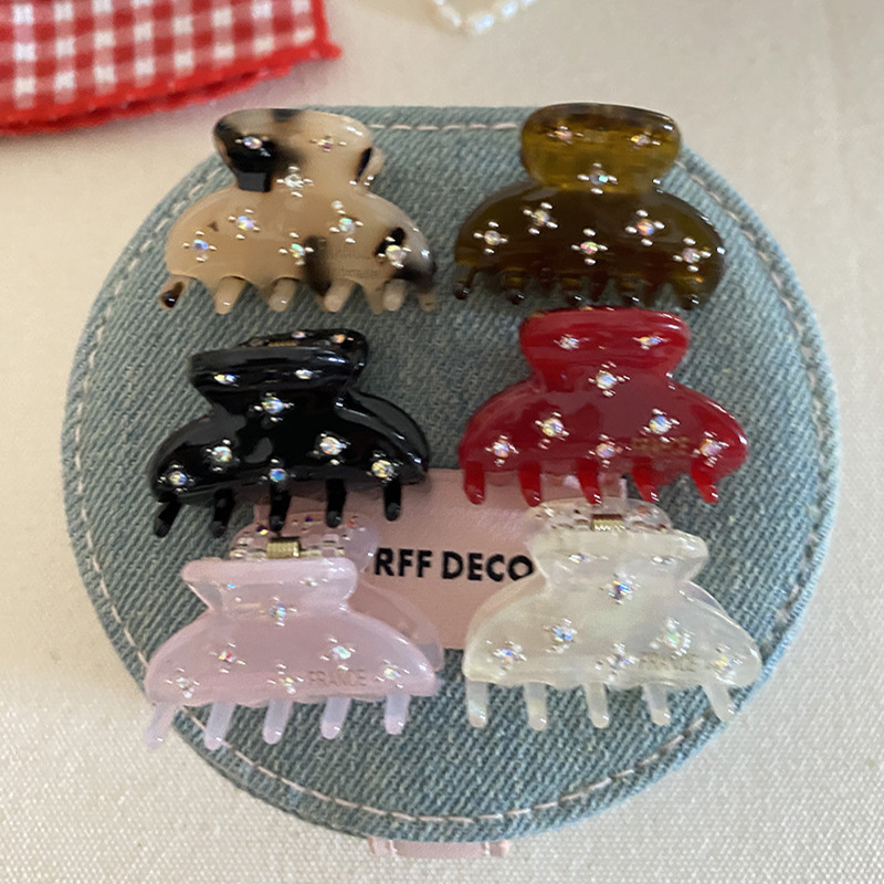 韩国精致满天星水钻醋酸小半圆抓夹公主夹侧边高级感刘海夹发饰