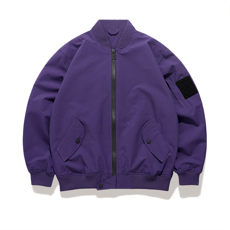 Chaqueta de piloto de color sólido 2024 nueva primavera y otoño tendencia suelta retro americano chaqueta de béisbol