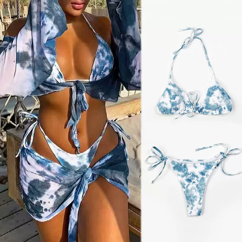 欧美新款性感比基尼泳装三点式跨境分体泳衣套装成人女士沙滩泳装