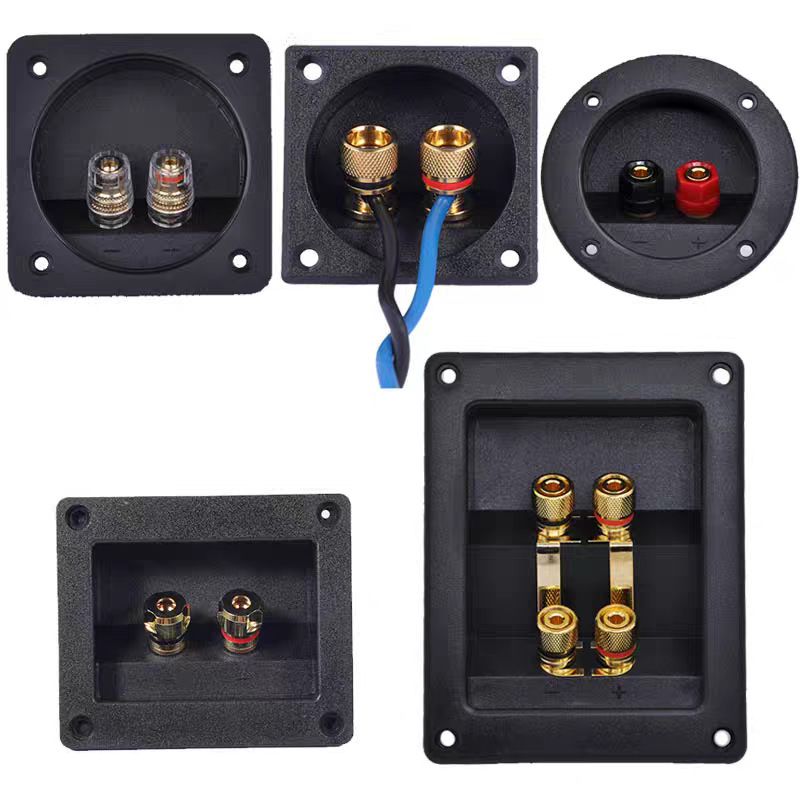 Speaker Junction Box Audio Wiring Back Panel Terminal Block Clip Thickened Pure Copper with Sealing Gasket Screws Multiple Styles