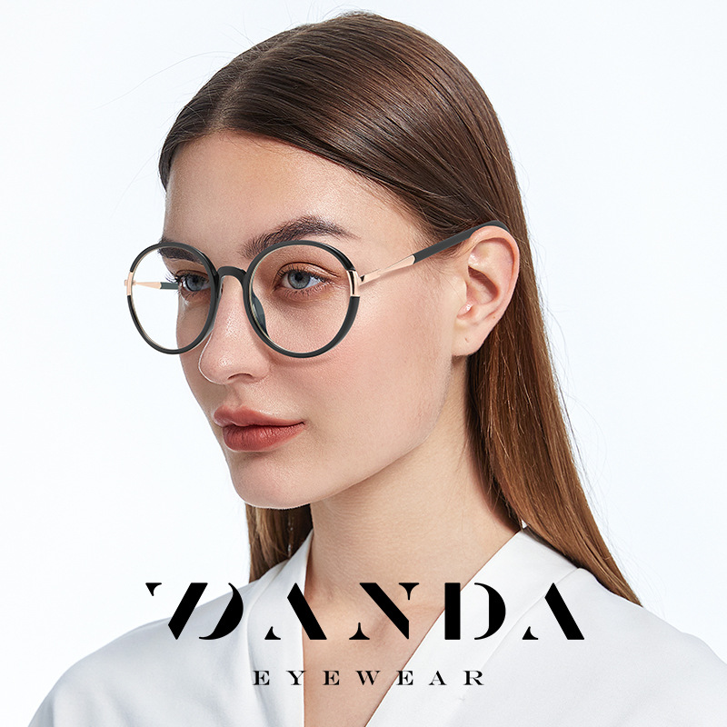 TJ881 marco redondo retro anti-azul gafas de luz de moda de las mujeres gafas lisas de alta calidad Internet celebridad mismo marco de gafas de miopía