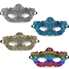 Halloween Adult Princess Costume Masquerade Lace Mask Gold Tinted Party Half Face Romantic Novelty Eye Mask for Women