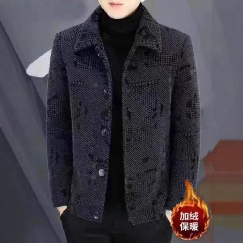 2023 Woolen Outwear Men's High-End Outwear Autumn Spring Winter New Thick Woolen Lapel Jacket Men's Versatile Trendy