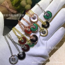 925纯银卡家护身符项链高版本天然白贝母18K玫瑰金飞碟吊坠锁骨链