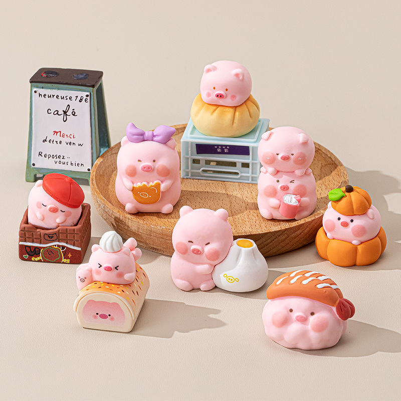 新品食玩甜品猪 盲袋萌粒diy饰品挂件钥匙扣公仔桌面摆件树脂配件|undefined