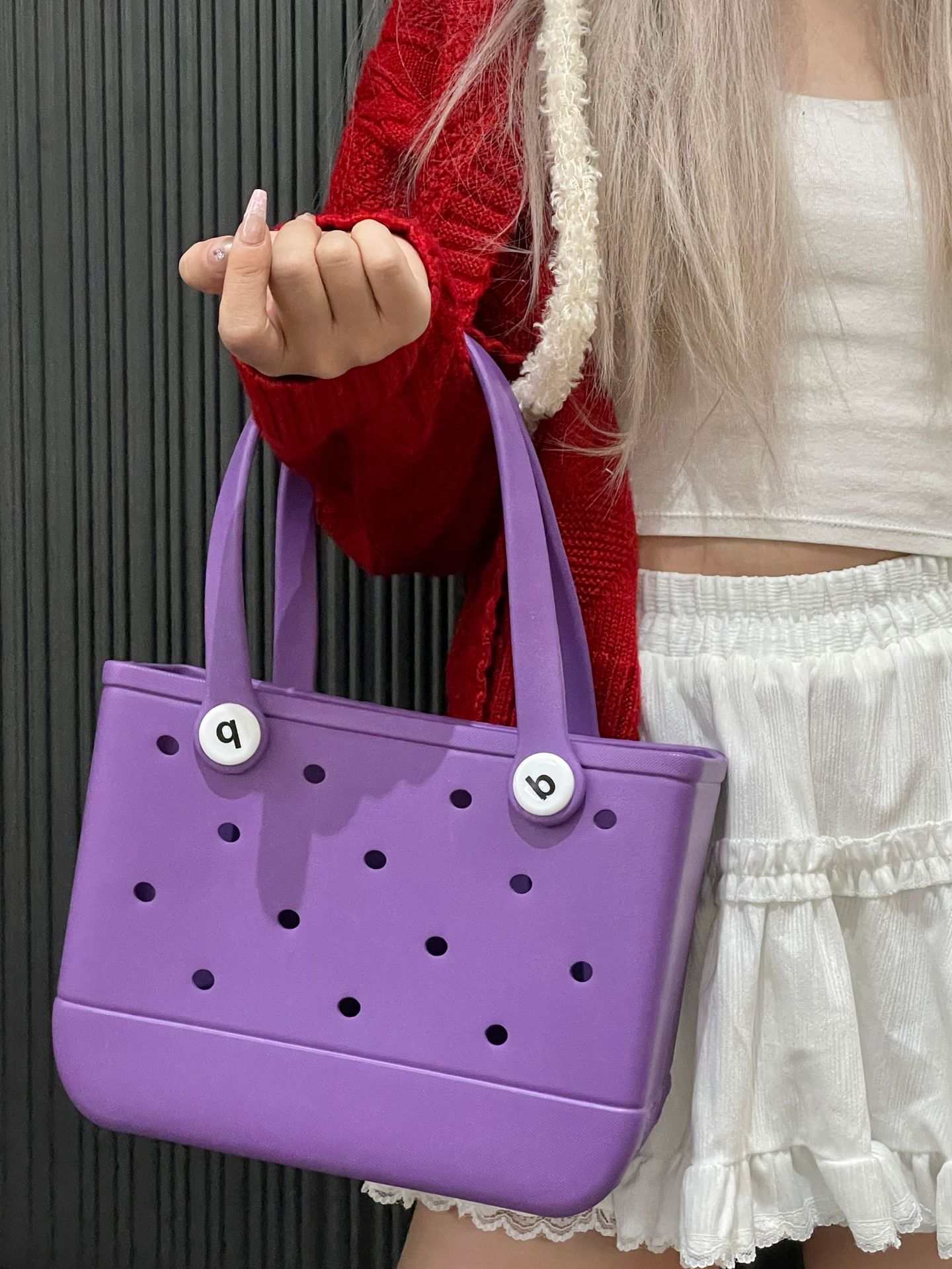 840g Weight Open Closure Type Double Handle Strap Type Tote Bag Bags Type Casual Occasion EVA Material Solid Color Pattern Spring&Summer Season Women's Gender Streetwear Style Square Shape Medium Size Women's Medium EVA Solid Color Streetwear Square Open Tote Bag 26