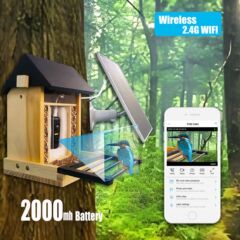 鳥の餌やりと観察用の低消費電力Wifiカメラ、太陽光充電、鳥の動きで録画開始、リモート録画