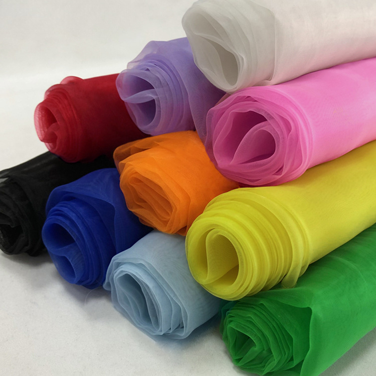 欧根纱布料 手工纱布黑色白色婚纱裙子网纱透明纯色硬纱服装头纱