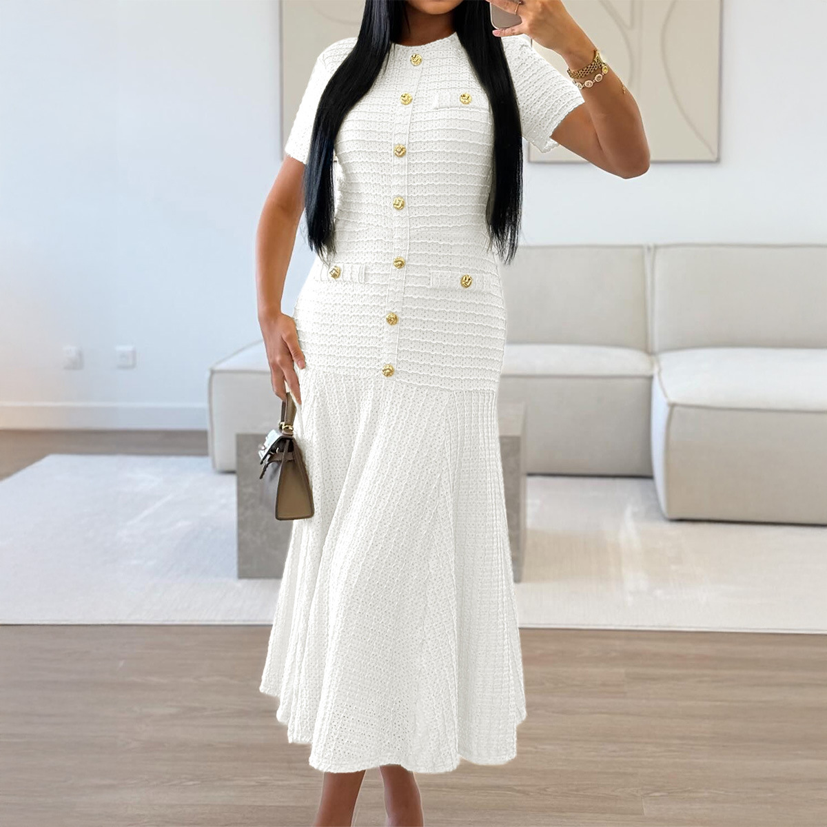 Women's Elegant Short-Sleeve Maxi Dress