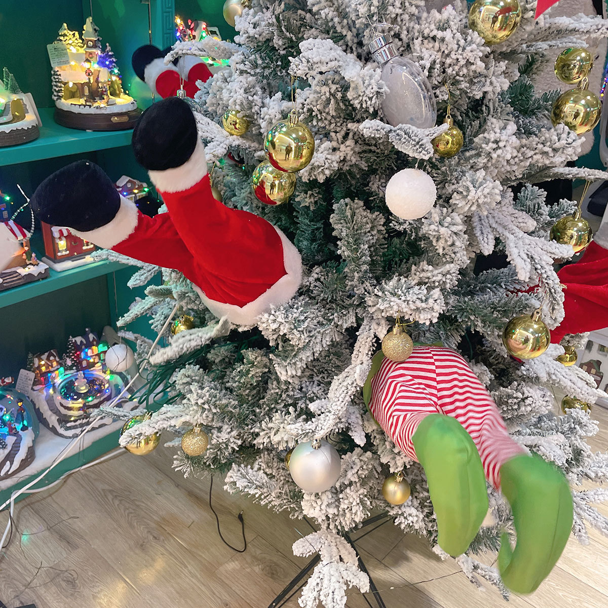 Nuevo árbol de Navidad creativo colgante oscilante decoración de Navidad decoración escena de diseño pantalones eléctricos elfos