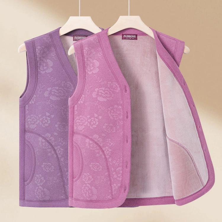 Жилет без рукавов для бабушки среднего и пожилого возраста, новое весеннее утолщенное пальто на флисовой подкладке для 60-летних и 70-летних мам, весенне-осенний жилет