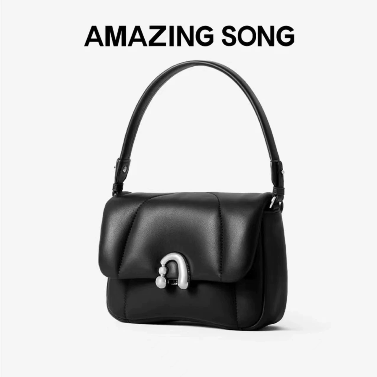Сумка AmaINGSONG цветочная лента средняя 2024 новый универсальная сумка через плечо подмышкой ручная работа черный и commute женская