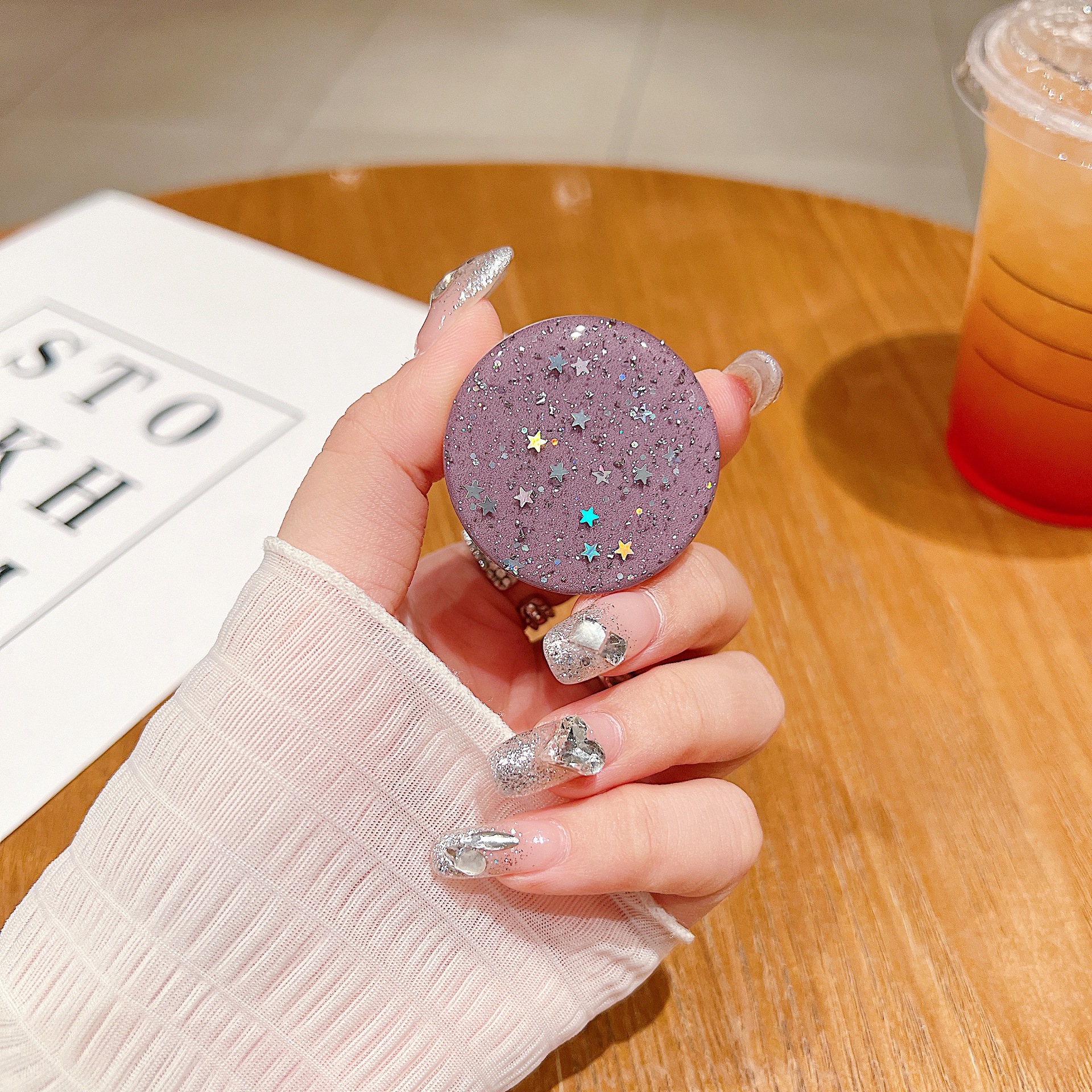 8g Weight Universal Applicable Brands Airbag Bracket Classification Epoxy Material Colorful, Starry Sky Pattern Shiny Style Colorful Starry Sky Epoxy Shiny Universal Airbag Bracket 6