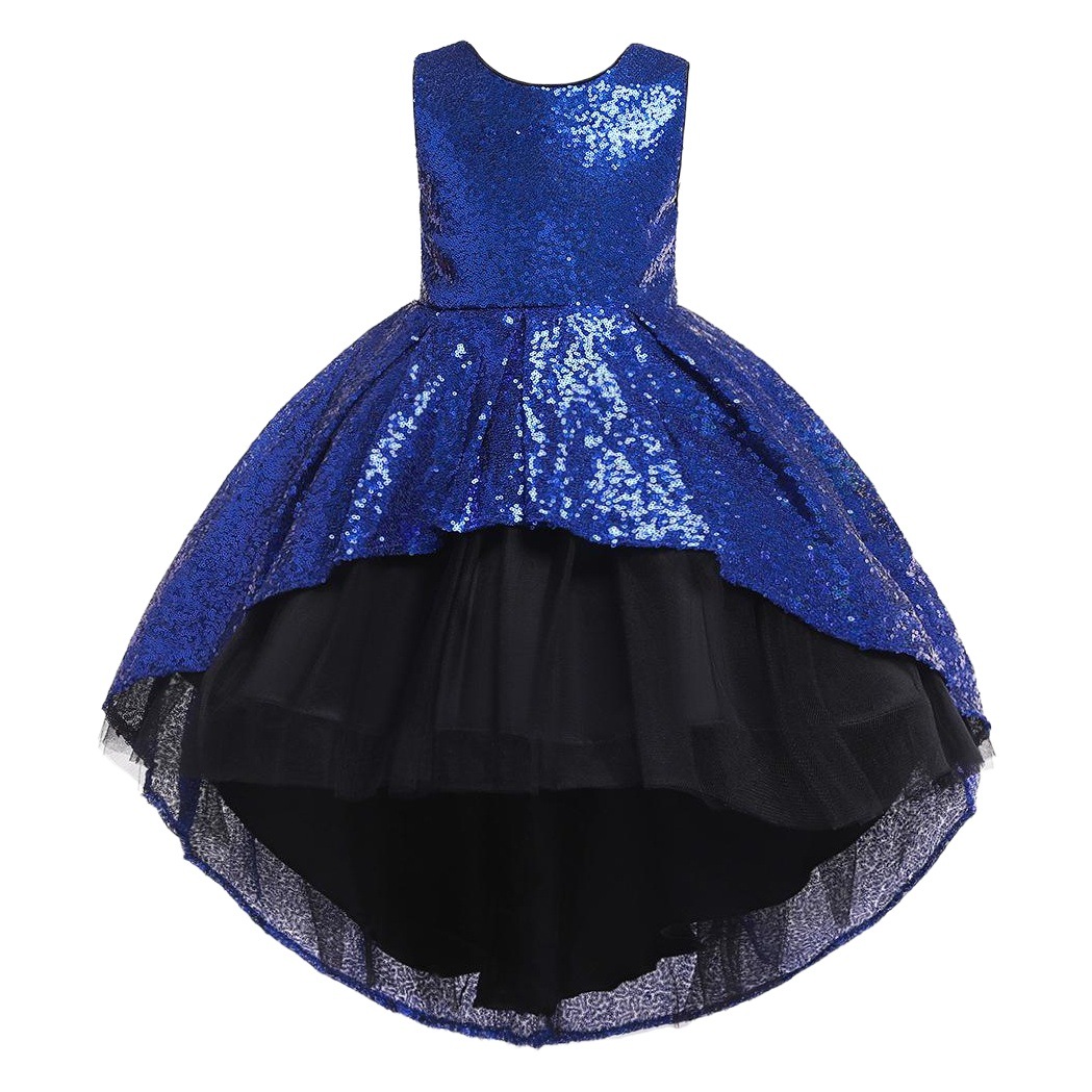 Vestido de princesa para niñas nuevas transfronterizas vestido de niña con lentejuelas Super Western estilo niños modelo pasarela vestido de noche arrastrándose