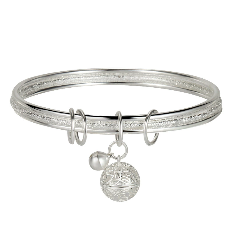 Silver golden small bell, matte one bead bracelet