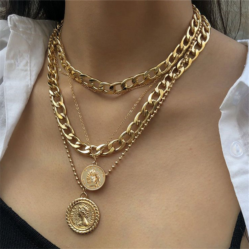 Multi-layer Round Pendant Necklace For Women Elegant Jewellery_voghion.com