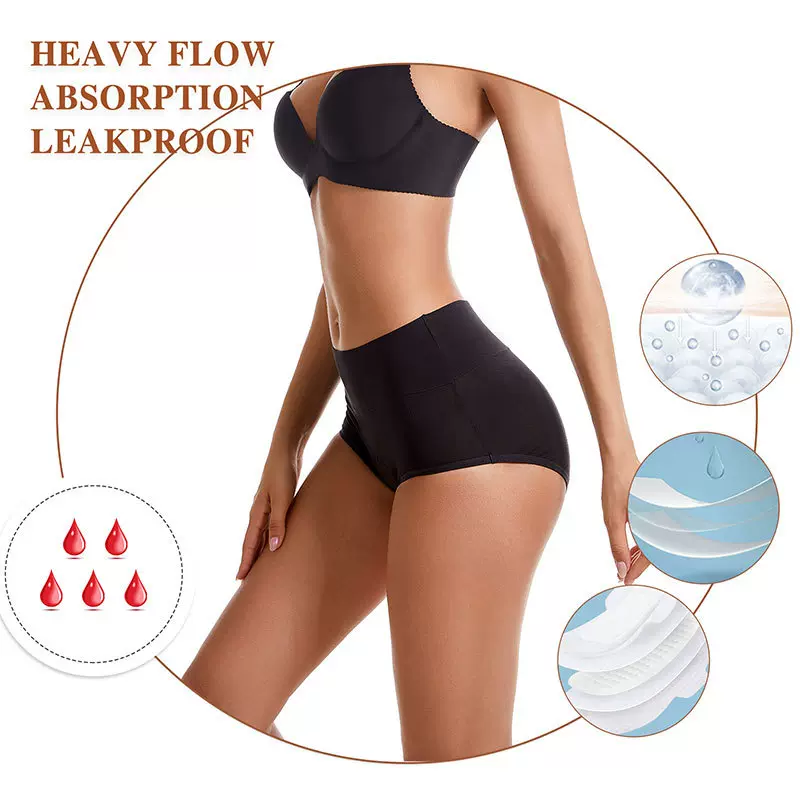 跨境外贸女士高腰生理内裤 四层吸湿防漏免卫生巾姨妈裤 安全卫生