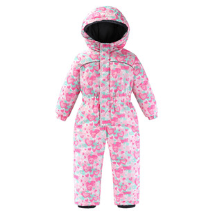 New Winter Waist-Cinching One-Piece Ski Suit for Children Cartoon Print Thickened Warm Ski Suit for Girls Outdoor