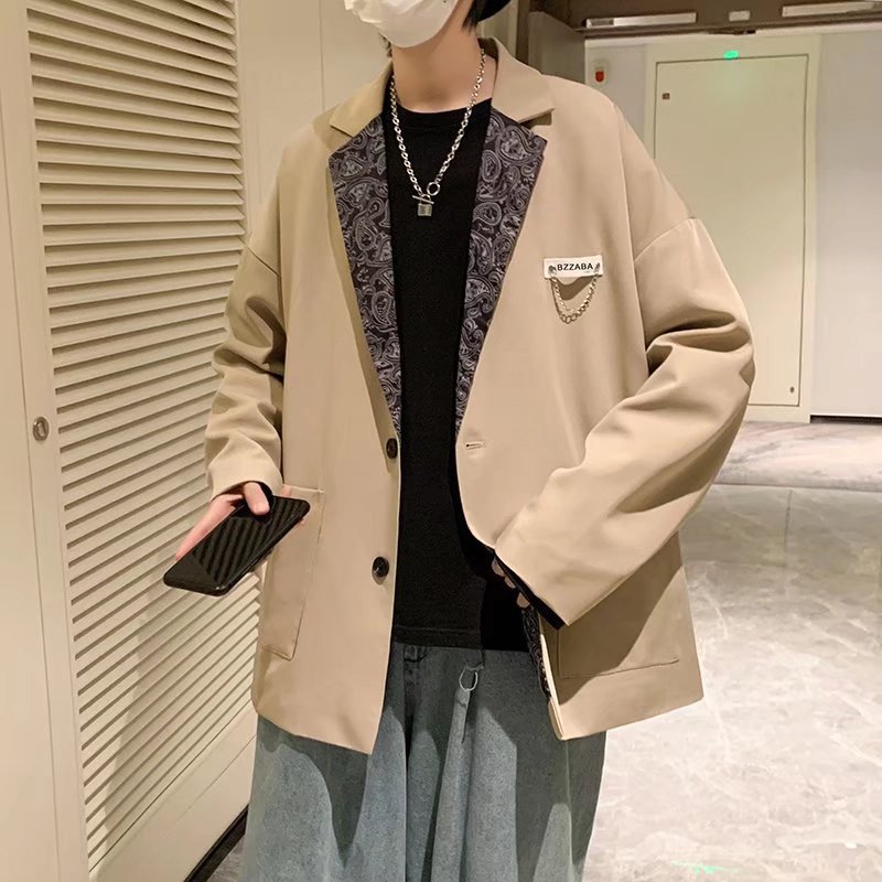 2024 otoño chaqueta de moda casual insignia de los hombres sentido del diseño tendencia de nicho chaqueta suelta de gran tamaño de estilo coreano