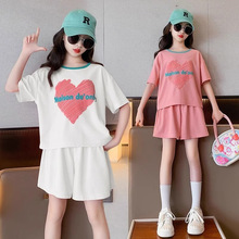 女童时尚套装2023夏季新款韩版儿童洋气休闲中大童运动薄款两件套