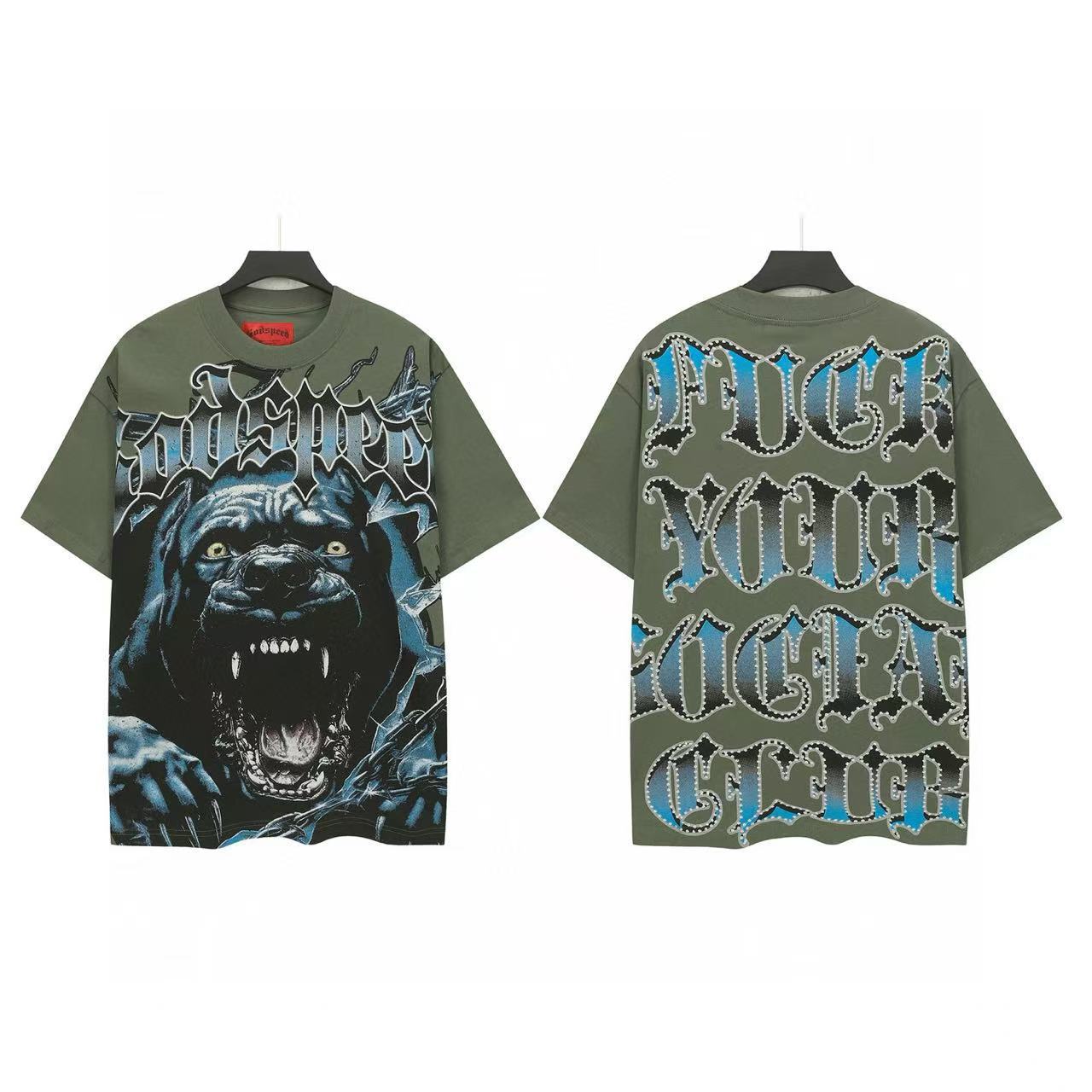 Godspeed T-shirt Dog Graphic Fuck Your Social Club Green