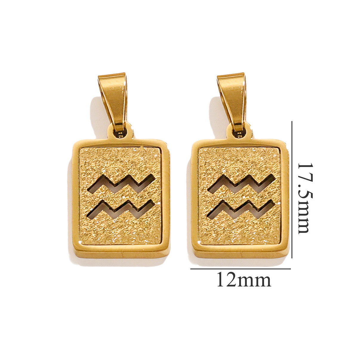 Rectangular europeo y americano prensado arena 18K acero inoxidable doce colgante de constelación diseño de personalidad popular DIY joyería colgante